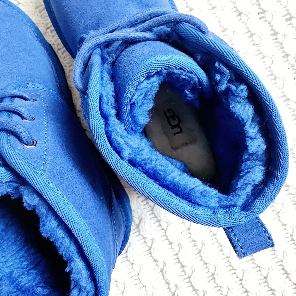 UGG Neumel II Chukka Boots Unisex Dive Blue Leather Suede Wool Lined Big Kid 3 - Picture 14 of 16
